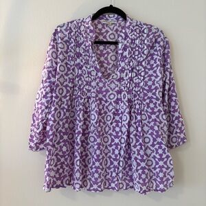 Roberta Roller Rabbit Irina Top Pleated Cotton Blouse